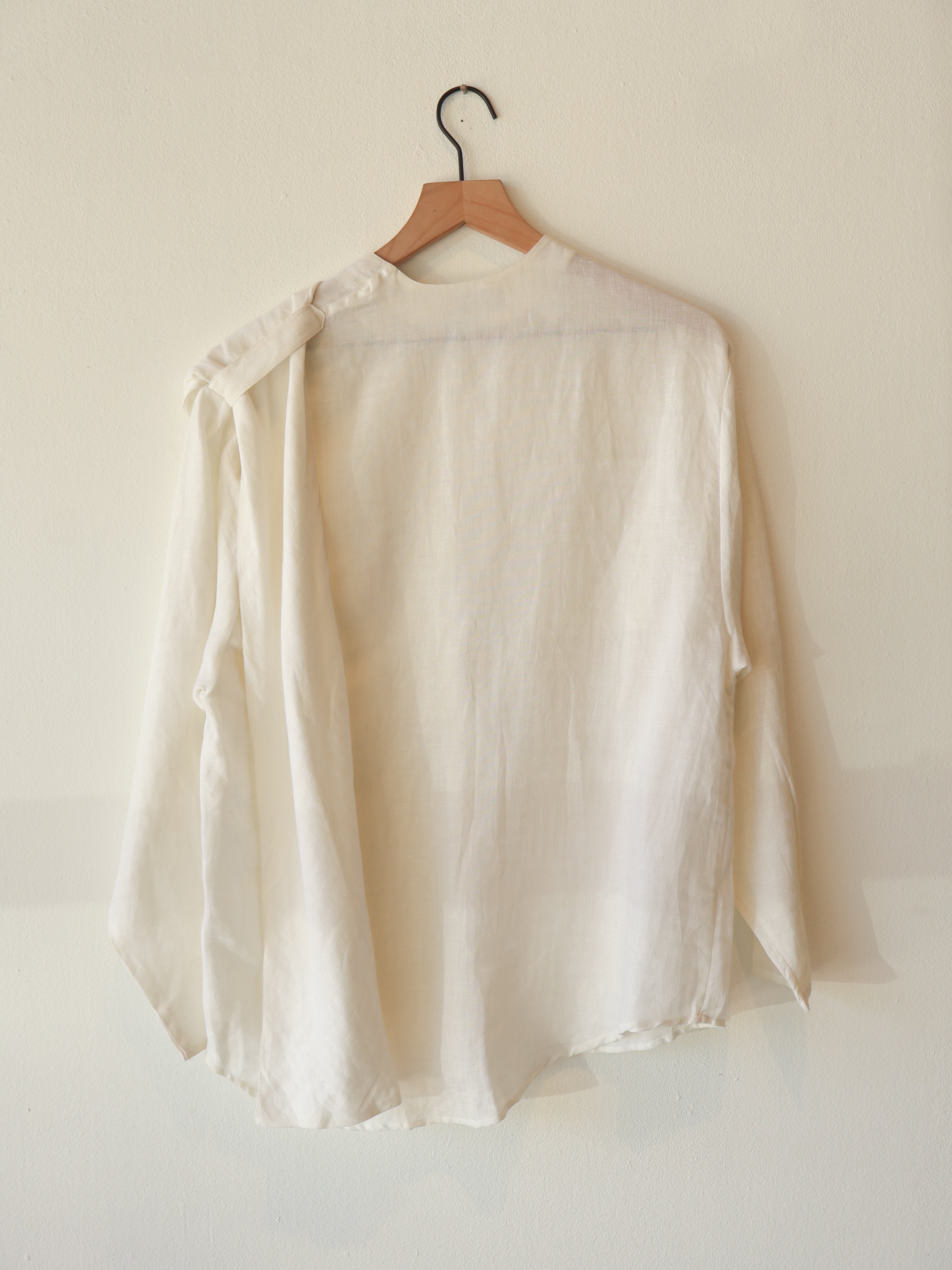 Vintage White Linen Top with Scarf Overlay
