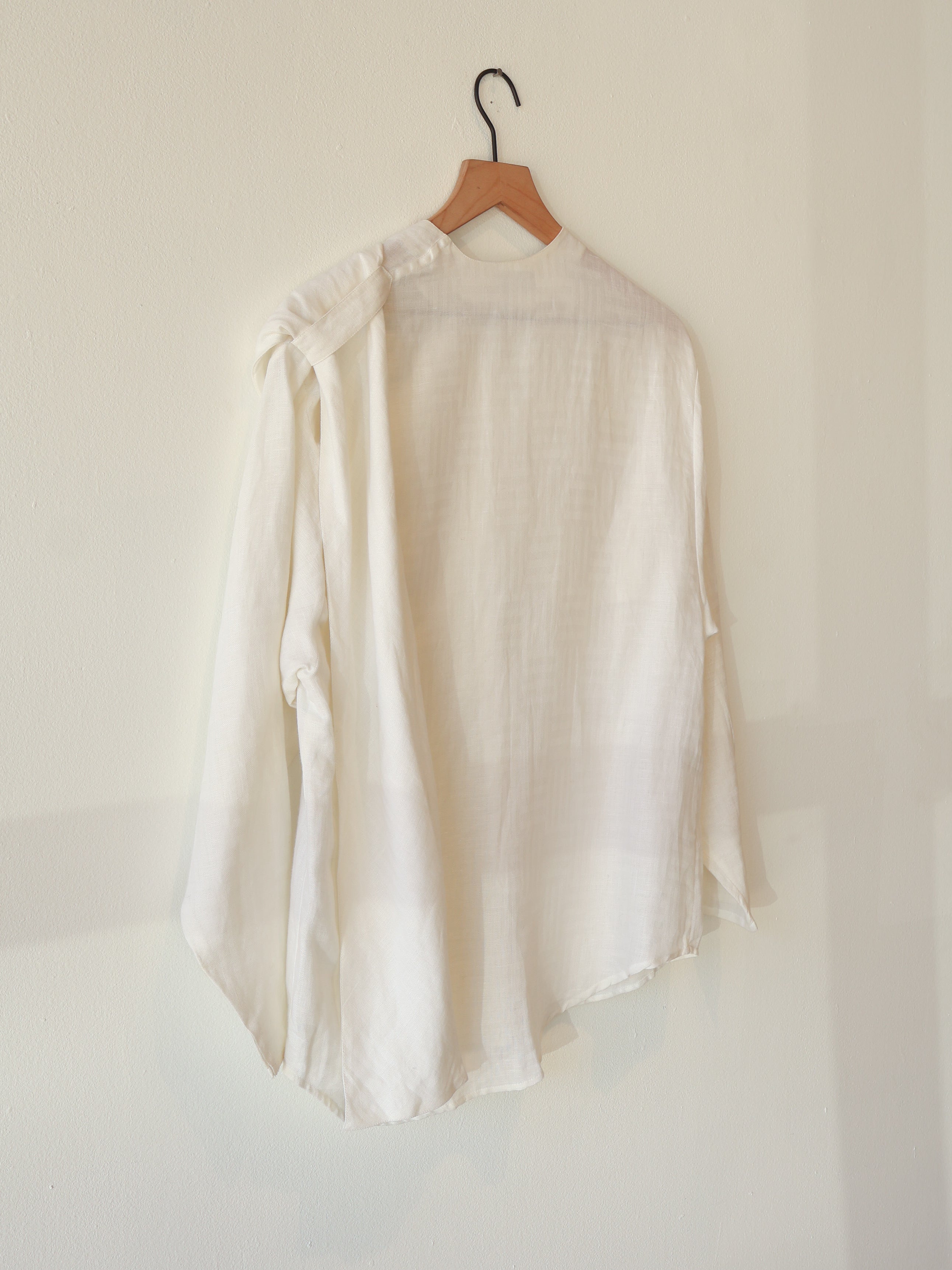 Vintage White Linen Top with Scarf Overlay