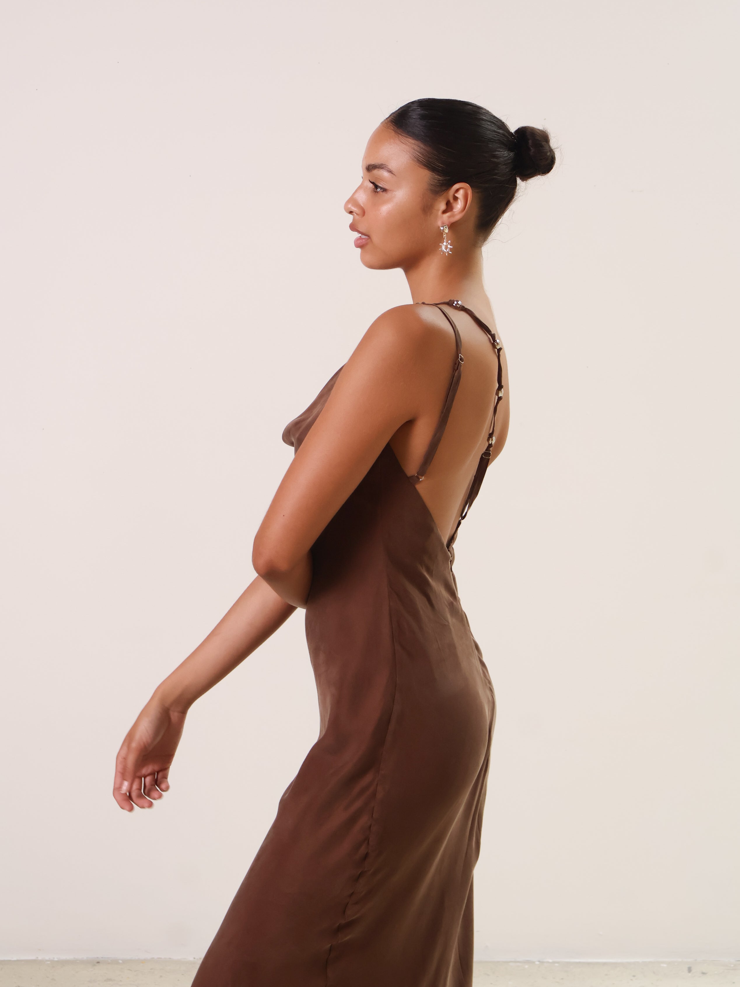 Chocolate Cupro Heirloom Dress