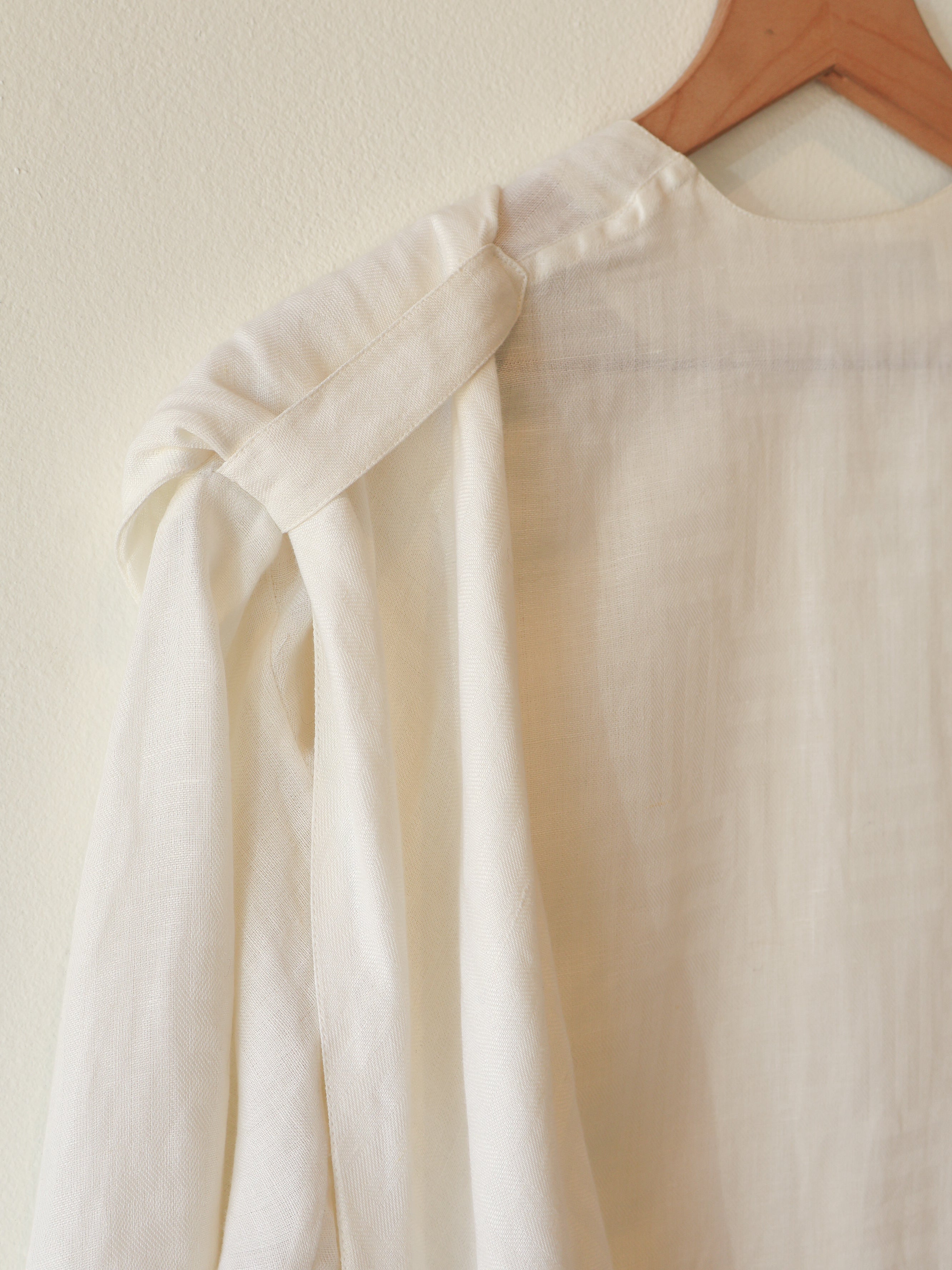 Vintage White Linen Top with Scarf Overlay
