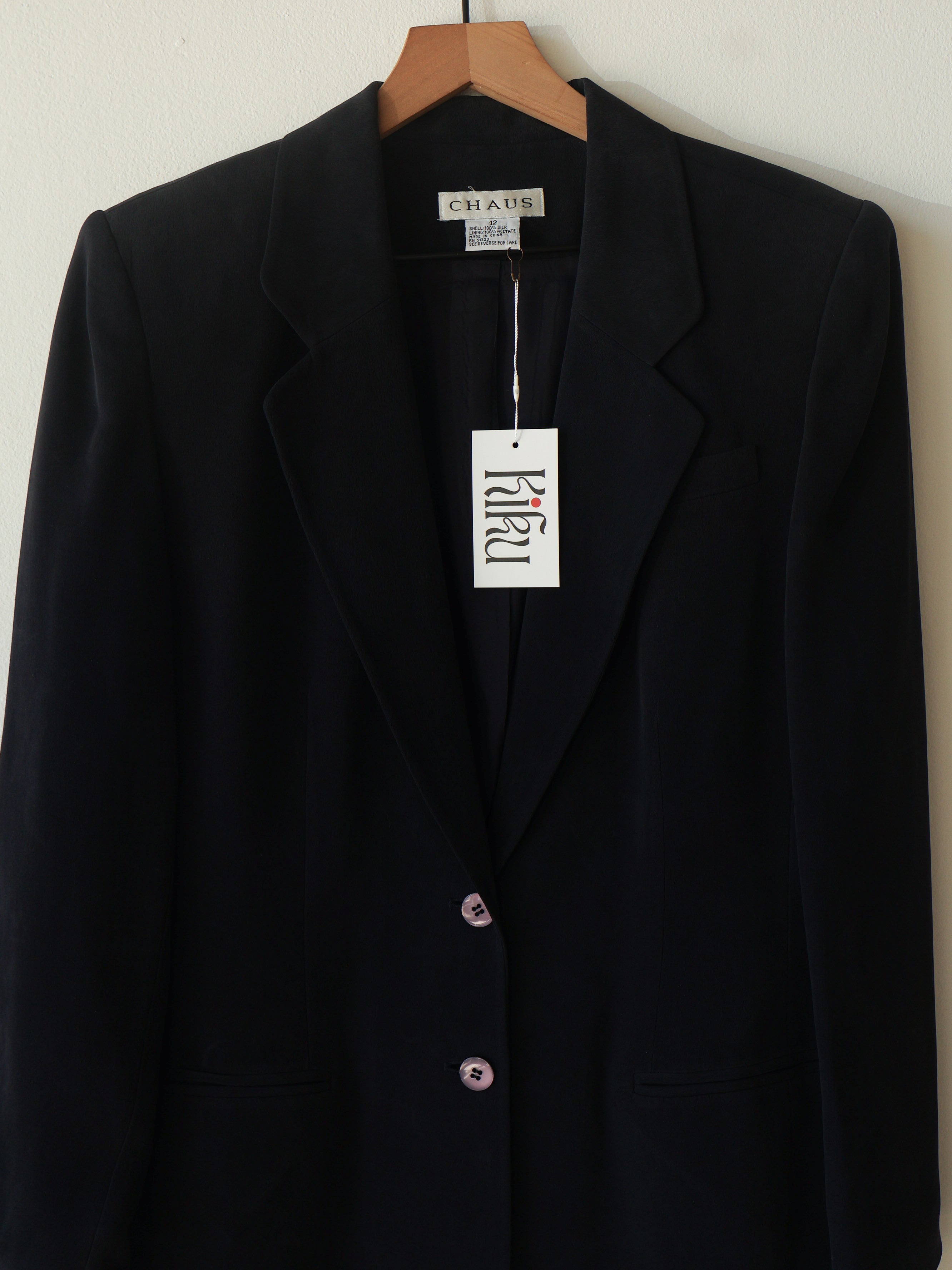 Vintage Navy Silk Blazer