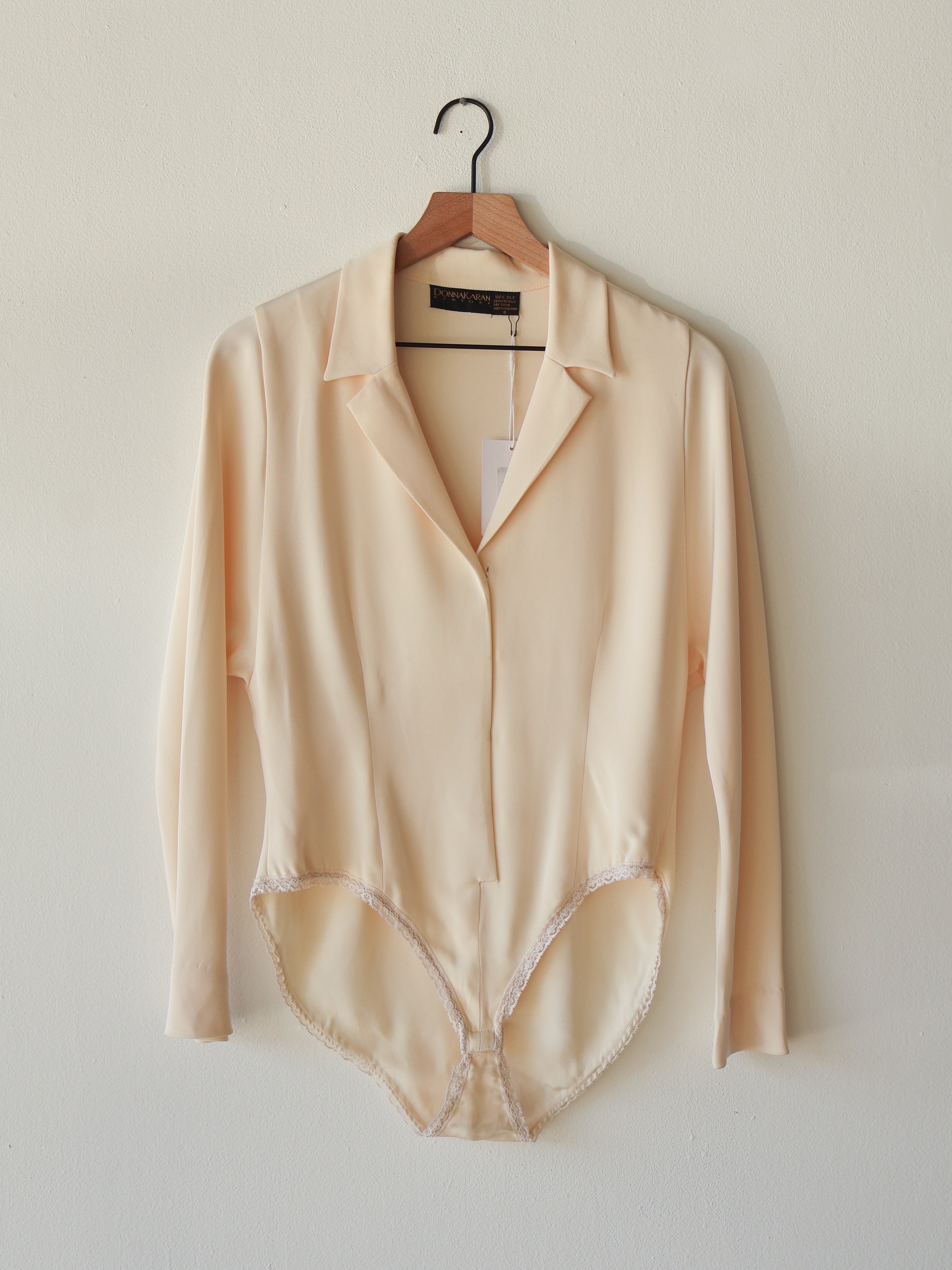 Vintage Donna Karan Cream Silk Bodysuit