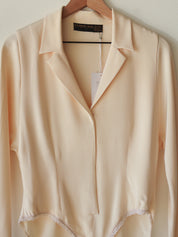 Vintage Donna Karan Cream Silk Bodysuit