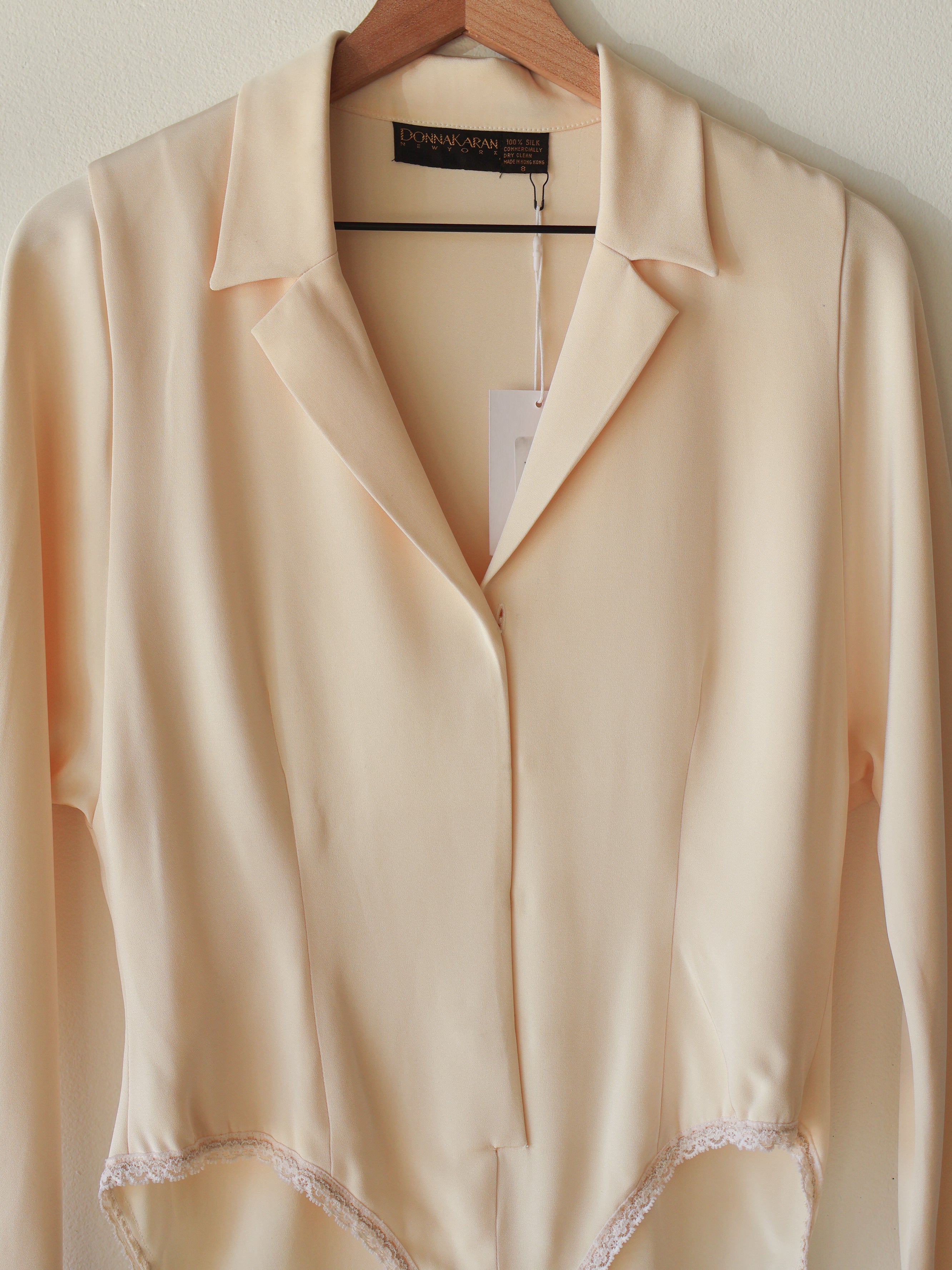 Vintage Donna Karan Cream Silk Bodysuit