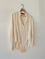Vintage Donna Karan Cream Silk Bodysuit