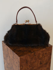 Vintage Dark Brown Faux Fur Handbag