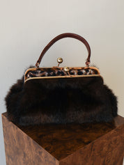 Vintage Dark Brown Faux Fur Handbag