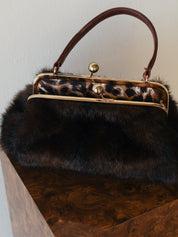 Vintage Dark Brown Faux Fur Handbag