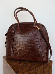 Vintage Croc Embossed Italian Leather Bag