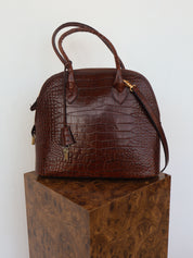 Vintage Croc Embossed Italian Leather Bag