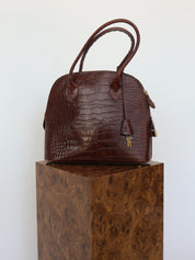 Vintage Croc Embossed Italian Leather Bag