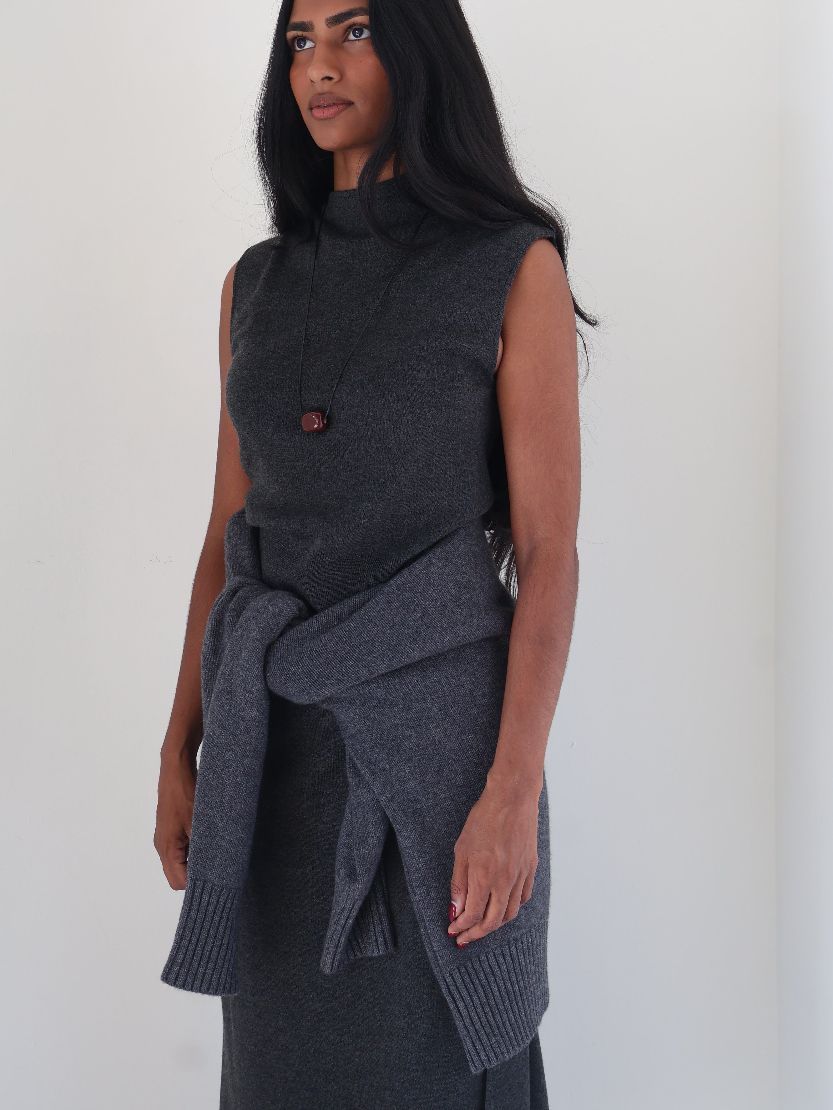 Charcoal Deora Sleeveless Sweater