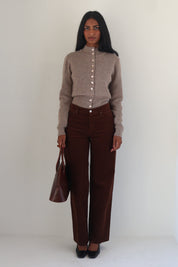 Taupe High Neck Tawni Cardigan