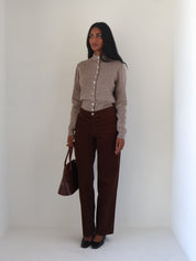 Taupe High Neck Tawni Cardigan
