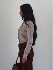 Taupe High Neck Tawni Cardigan