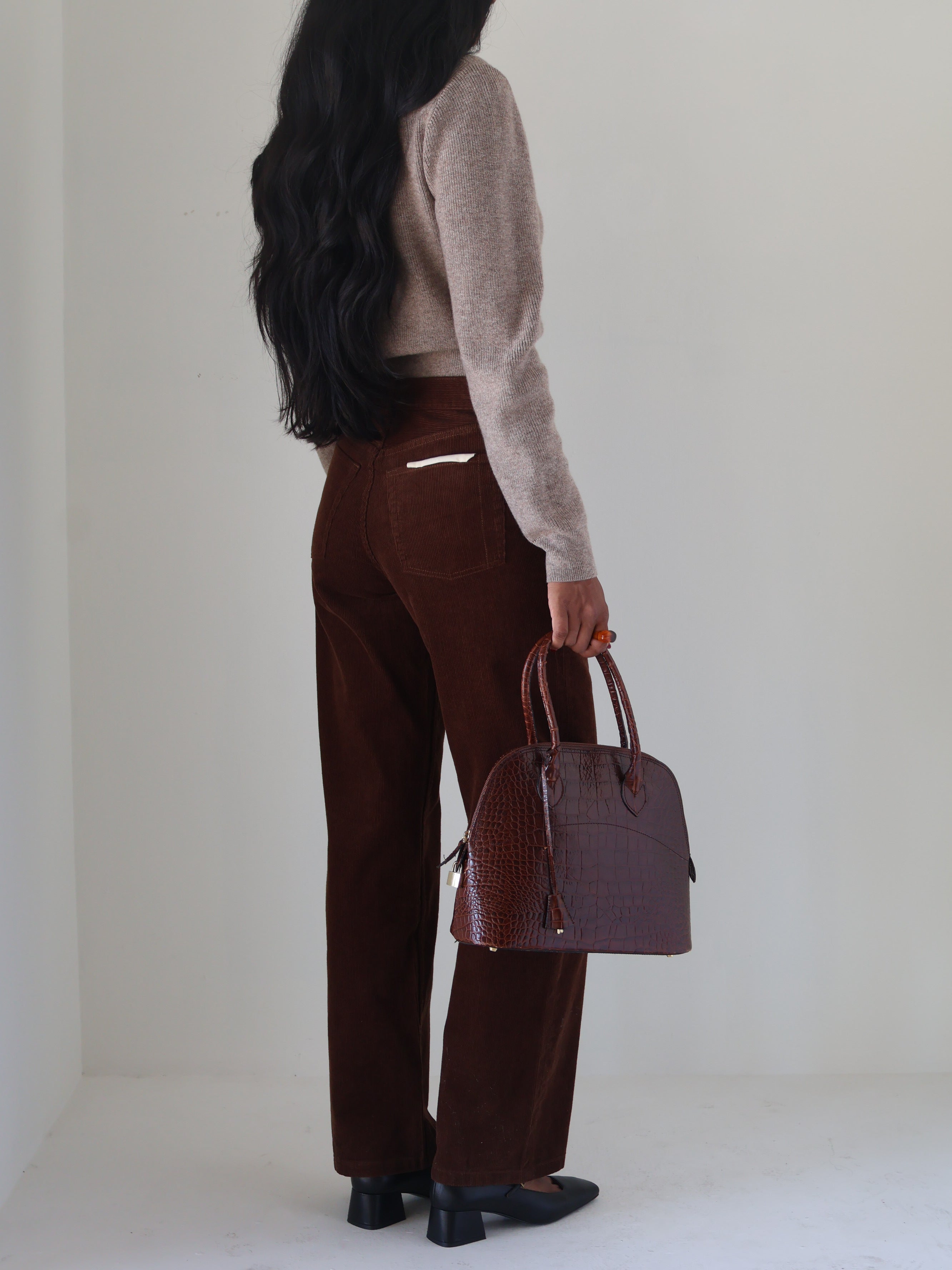 Vintage Croc Embossed Italian Leather Bag