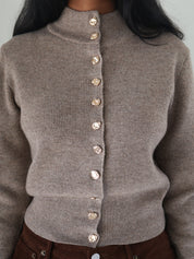Taupe High Neck Tawni Cardigan