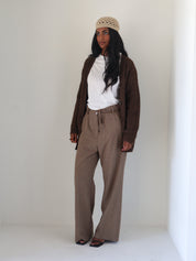 Brown Cable Knit Oversized Cardigan