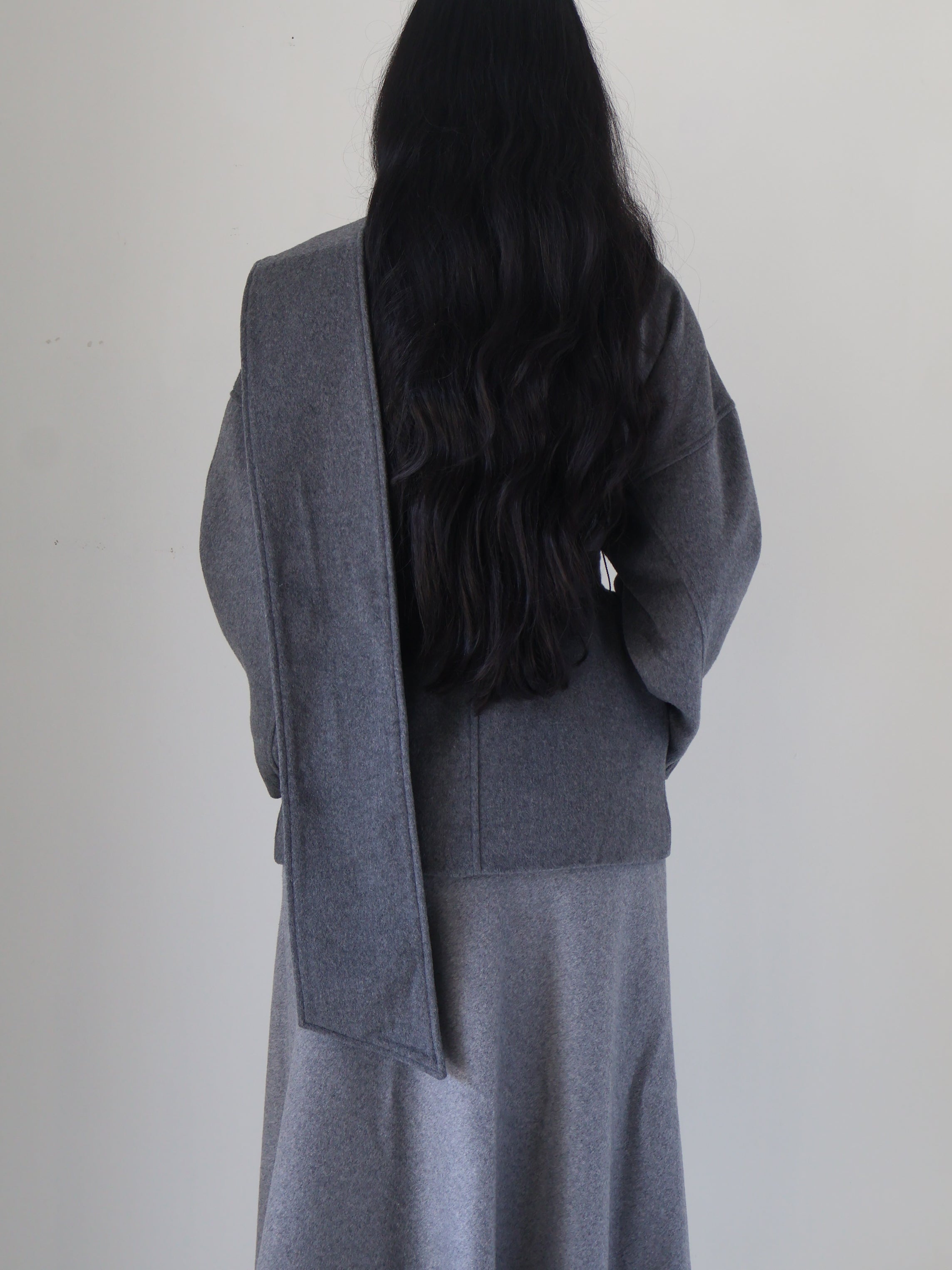 Charcoal Belted Elaxi Short Coat