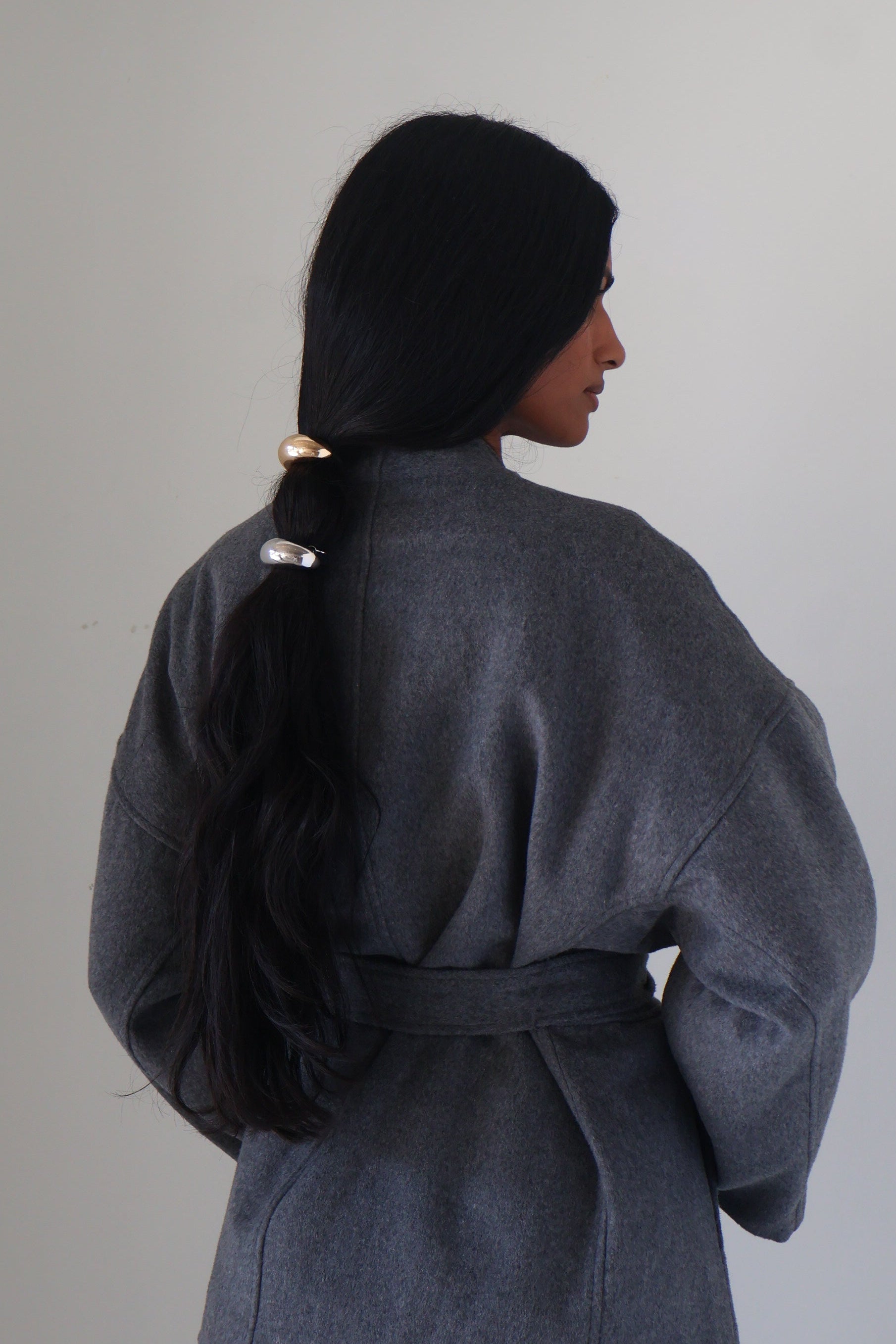 Gold Narrow Crescent Metal Cuff Hair Tie