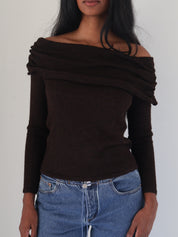 Espresso Off the Shoulder Sweater