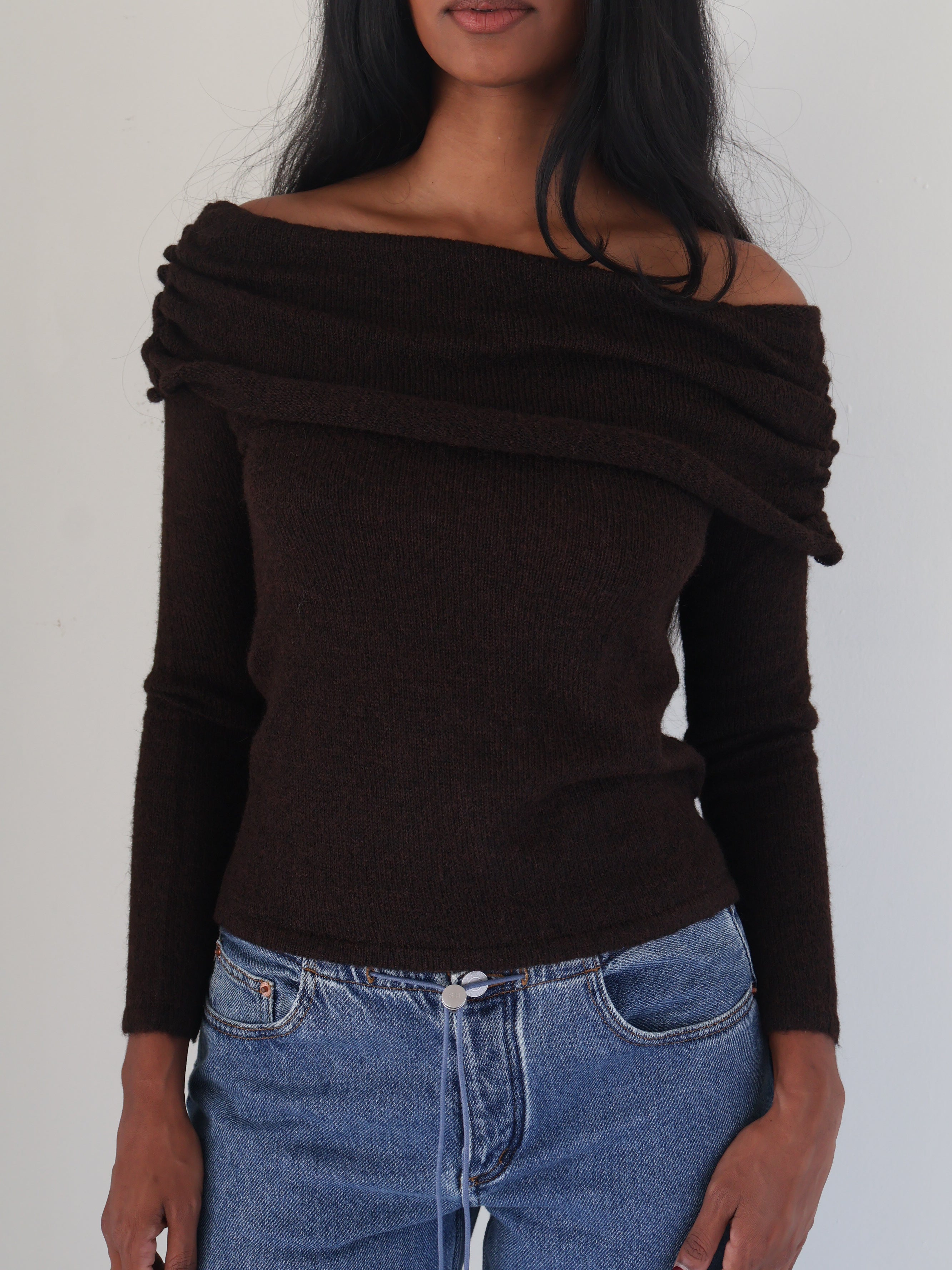 Espresso Off the Shoulder Sweater