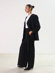 Vintage Black Collarless Blazer