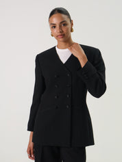 Vintage Black Collarless Blazer