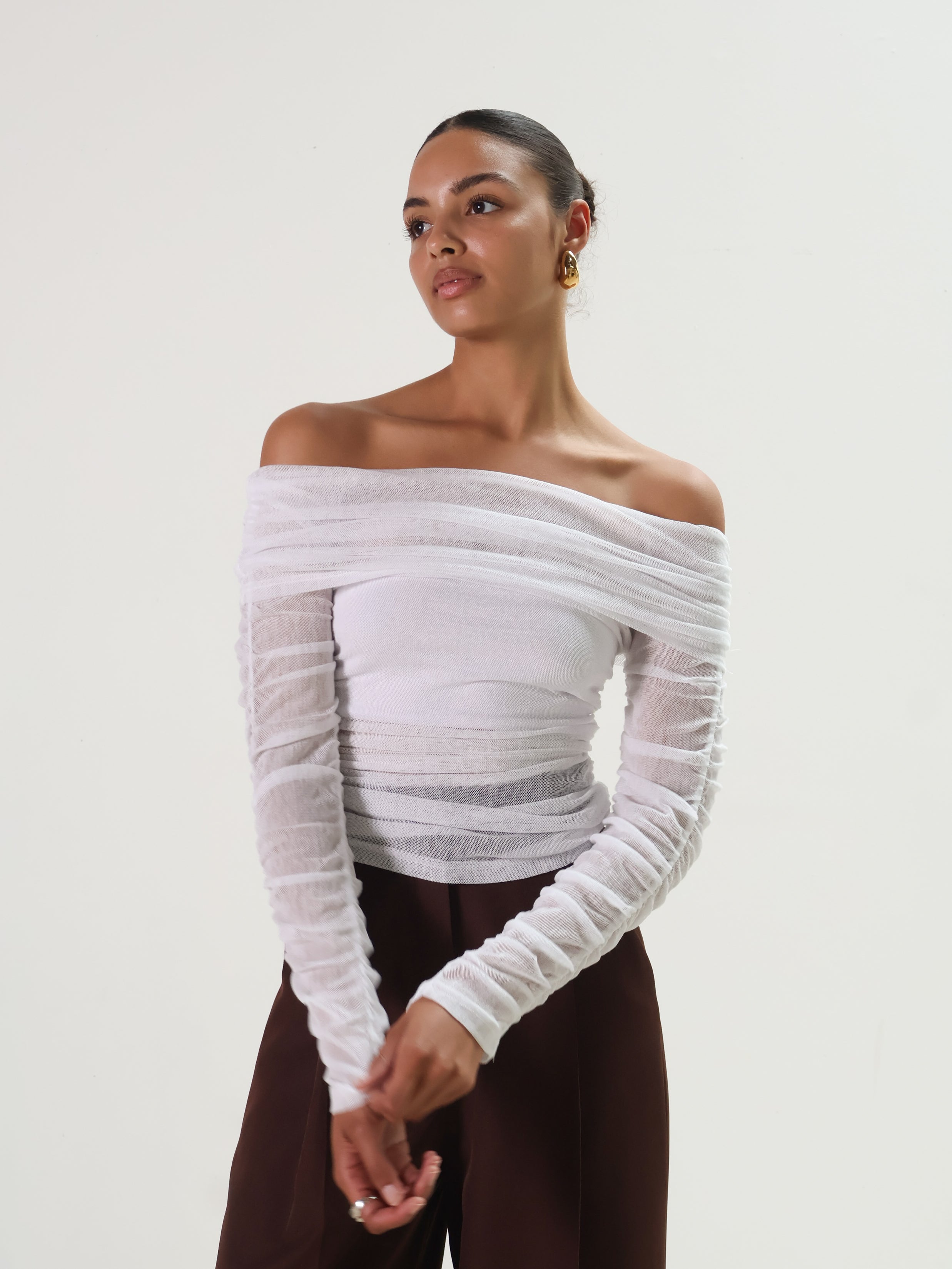 Rise Mesh Off the Shoulder Top