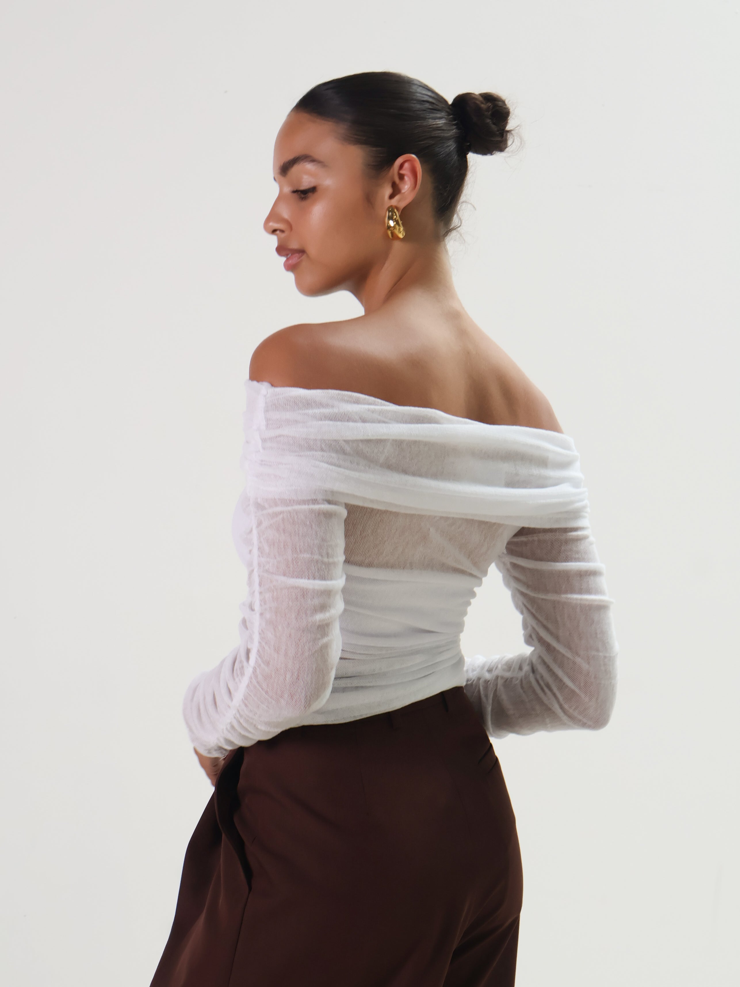 Rise Mesh Off the Shoulder Top