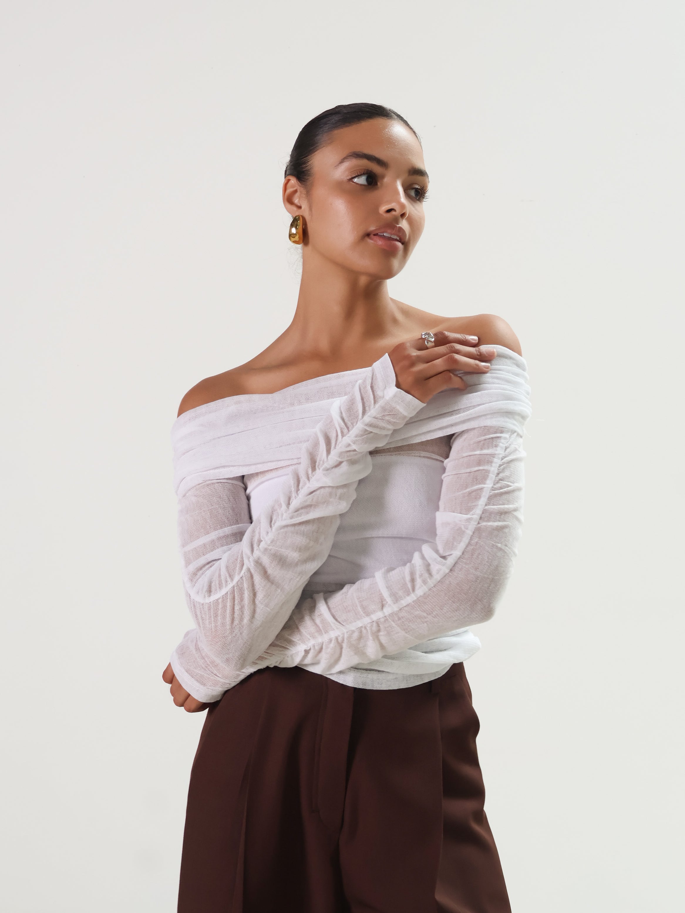 Rise Mesh Off the Shoulder Top