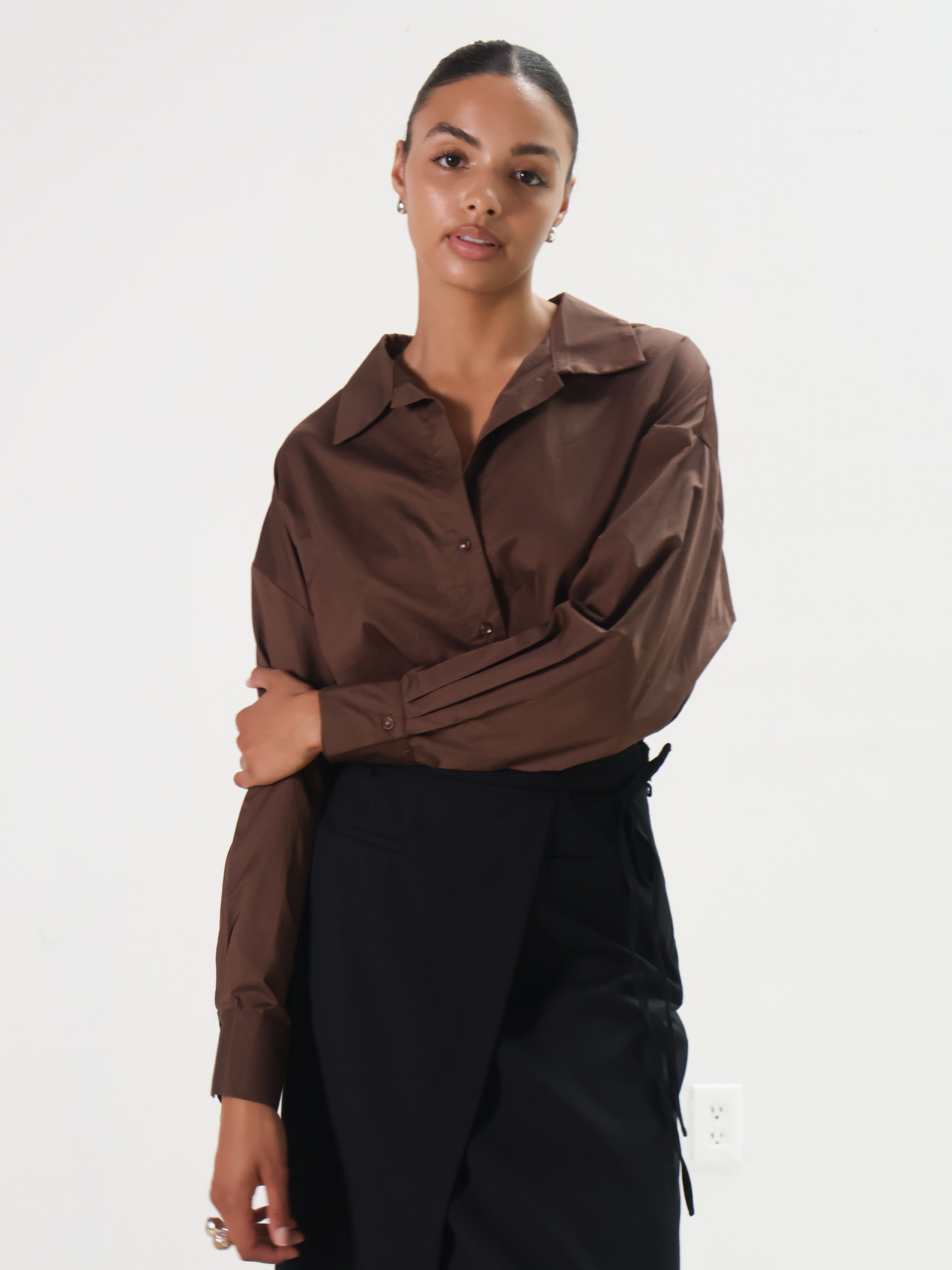 Brown Sahana Long Sleeve Bodysuit