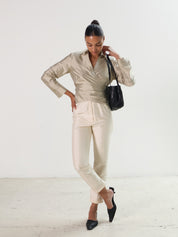 Vintage Ivory Silk High Waist Pants