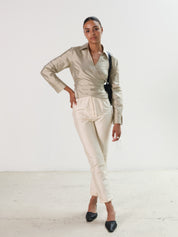 Vintage Ivory Silk High Waist Pants