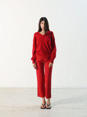 Rue Sophie Rouge Red Cashmere V-Neck Sweater