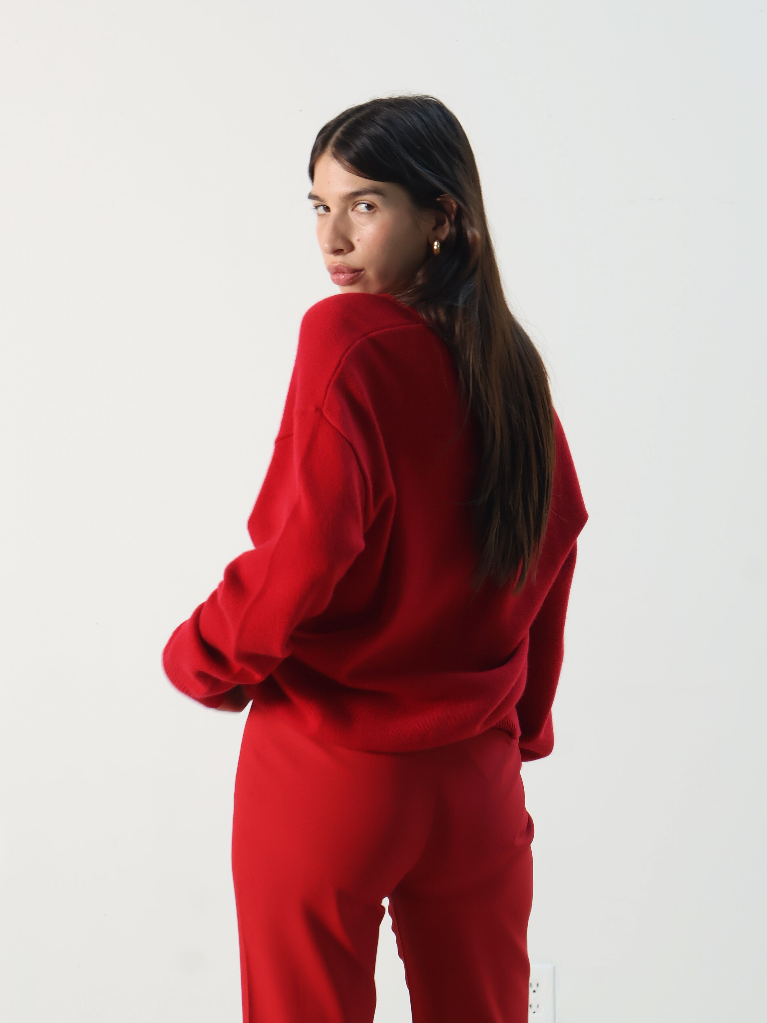 Rue Sophie Rouge Red Cashmere V-Neck Sweater