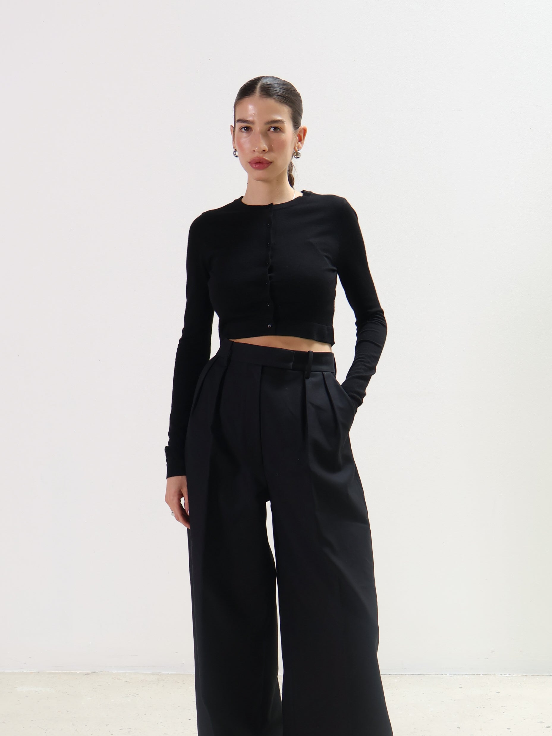 Geel Black Cropped Ollie Cardigan