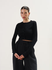 Geel Black Cropped Ollie Cardigan