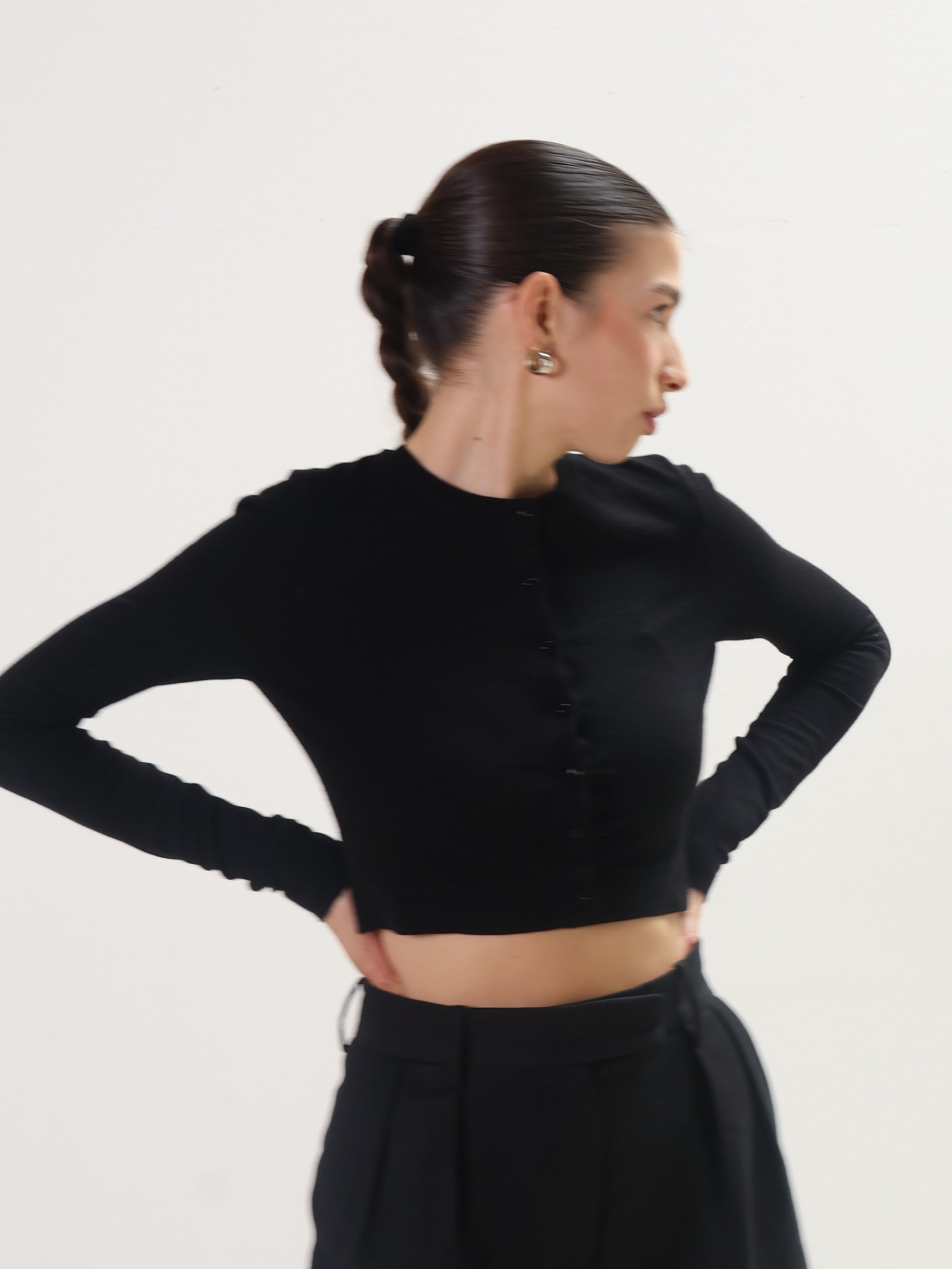 Geel Black Cropped Ollie Cardigan