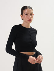 Geel Black Cropped Ollie Cardigan