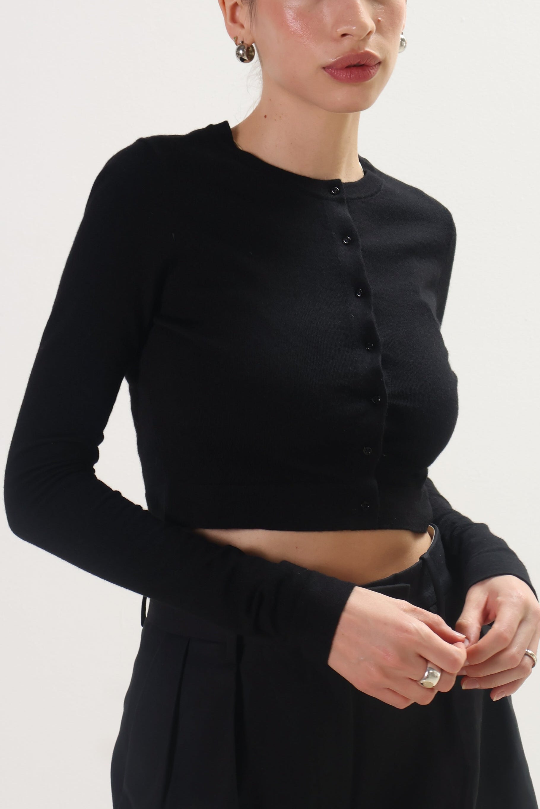 Geel Black Cropped Ollie Cardigan