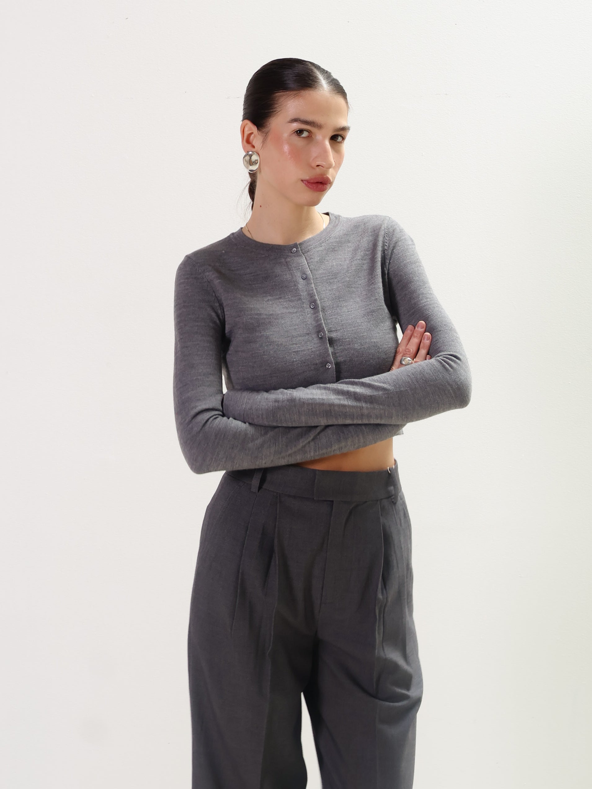 Geel Grey Cropped Ollie Cardigan