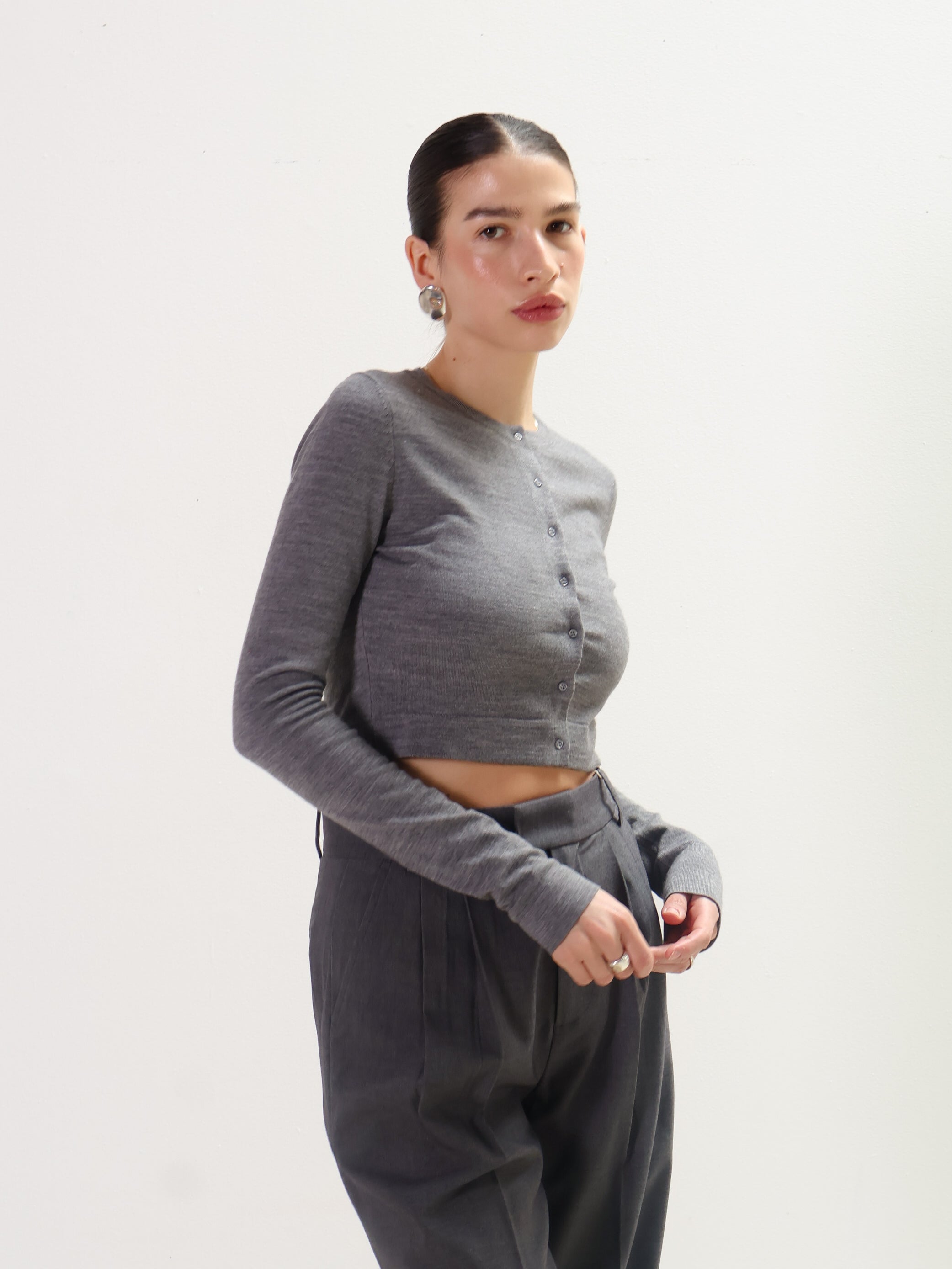 Geel Grey Cropped Ollie Cardigan