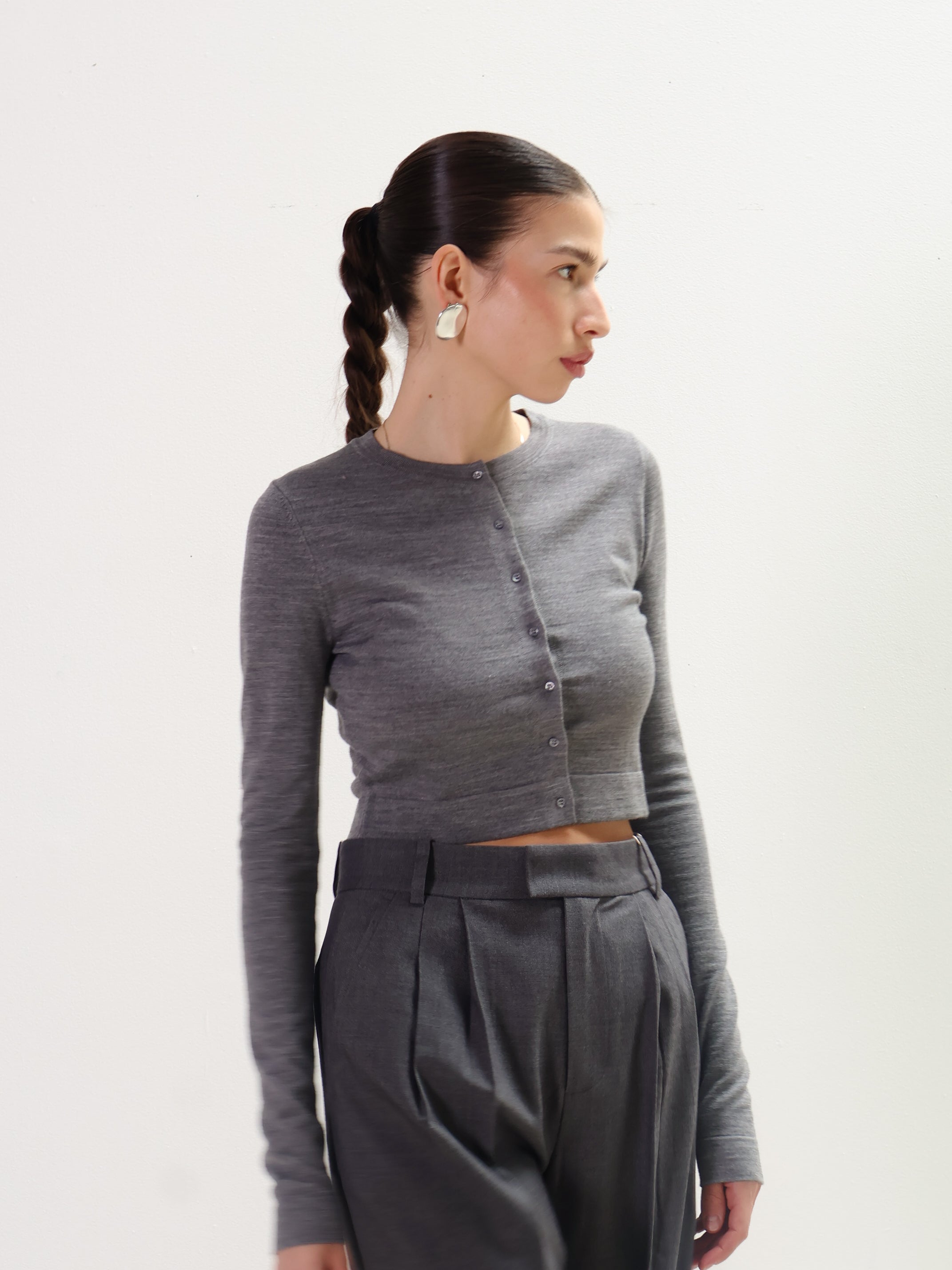 Geel Grey Cropped Ollie Cardigan