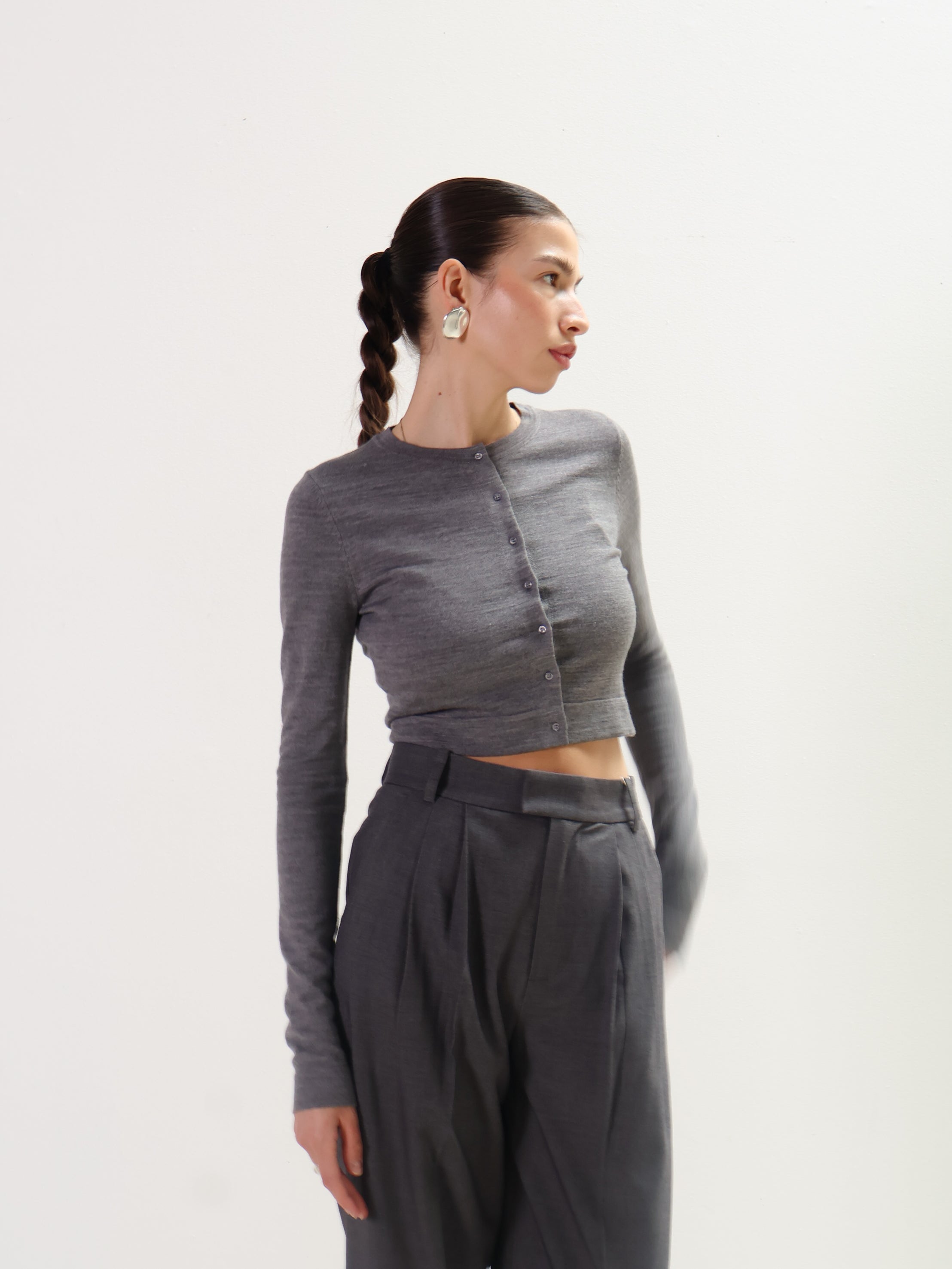 Geel Grey Cropped Ollie Cardigan