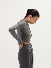 Geel Grey Cropped Ollie Cardigan