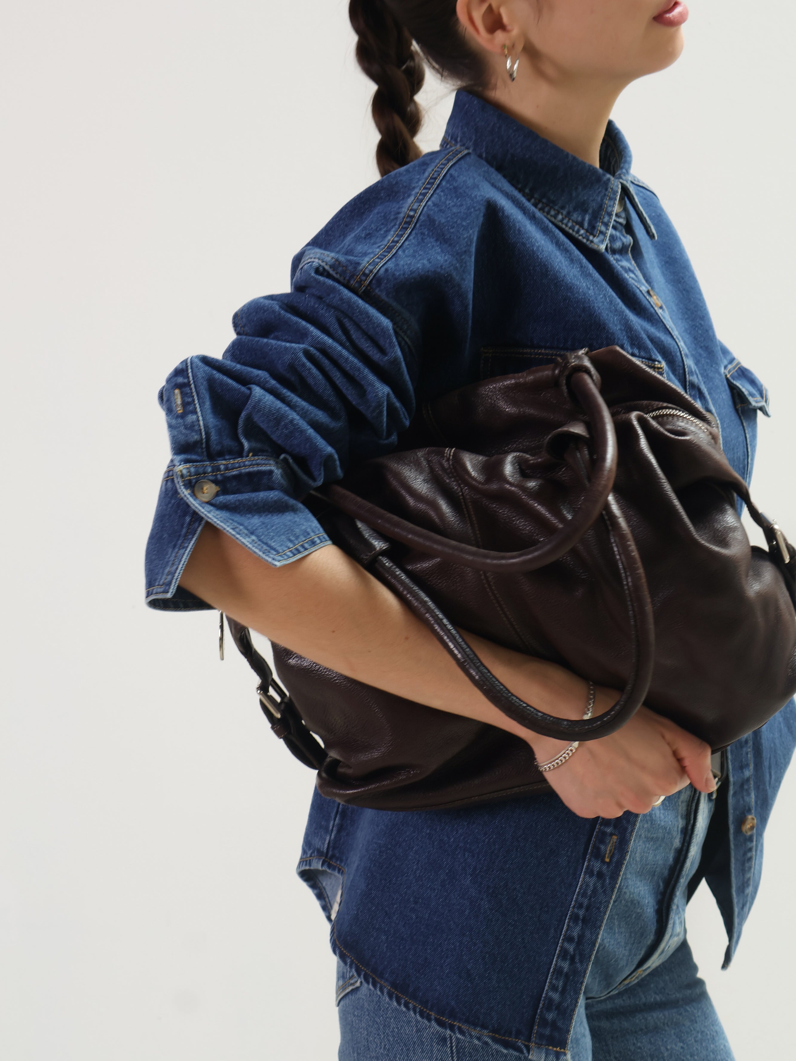 Vintage Furla Brown Leather Hobo Bag