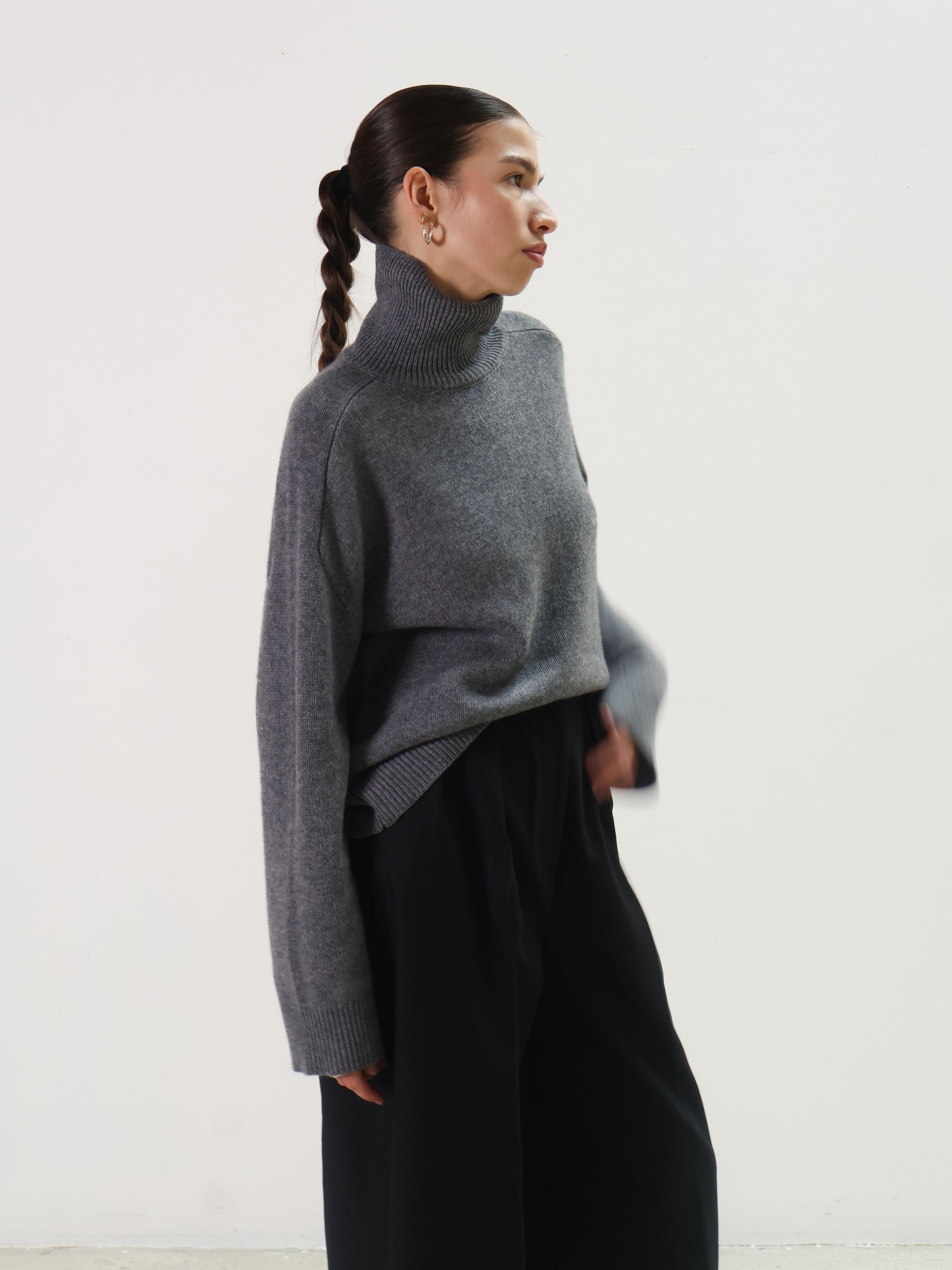 Rue Sophie Heather Grey Adel Turtleneck Sweater