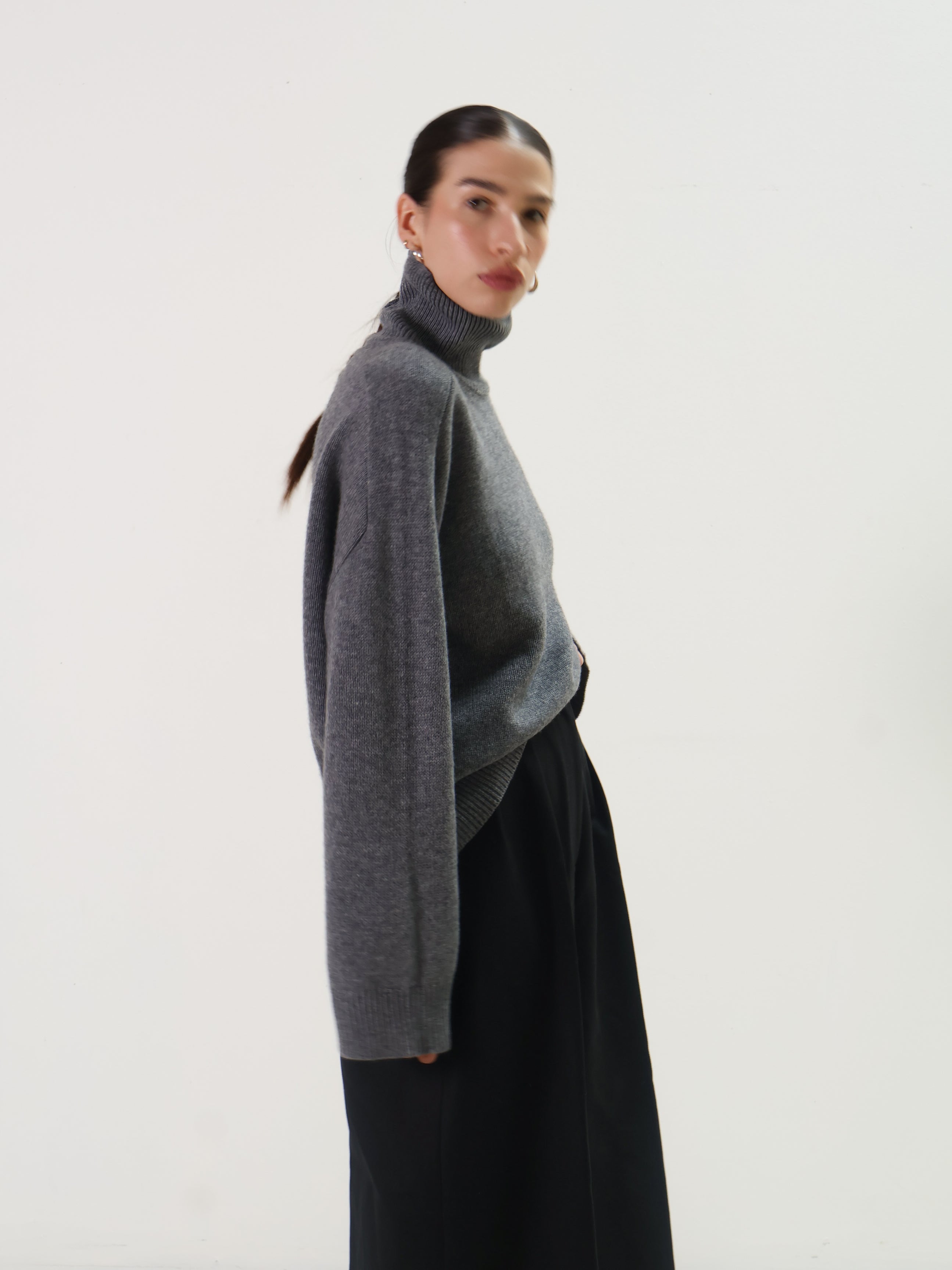 Rue Sophie Heather Grey Adel Turtleneck Sweater