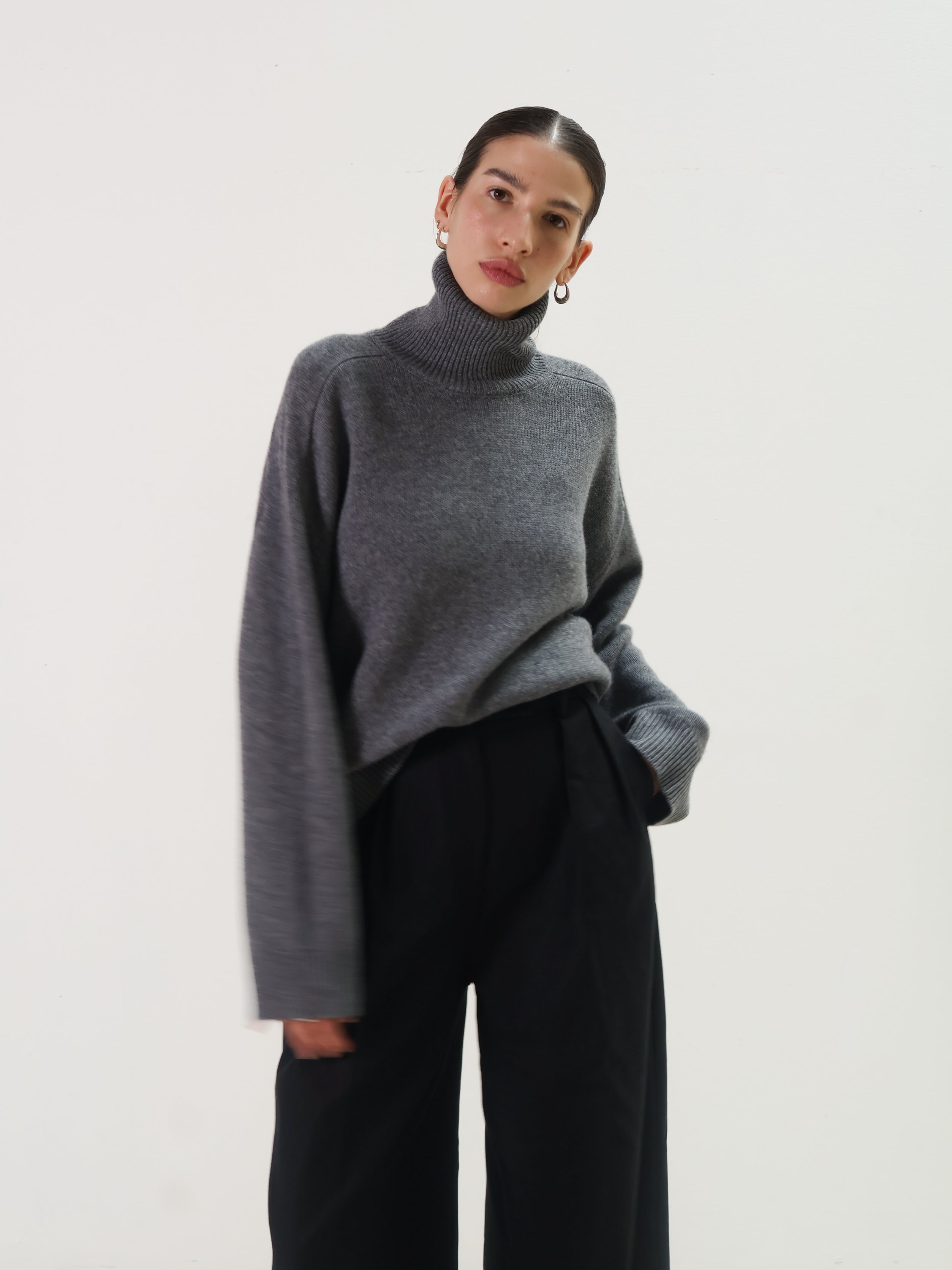 Rue Sophie Heather Grey Adel Turtleneck Sweater